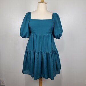 Shy Velvet Collection Green Square Neck Summer Mini Dress NEW NWT Size XL
